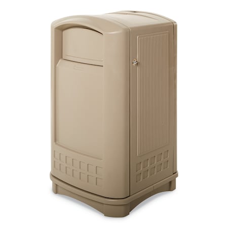Rubbermaid Commercial 50 gal Rectangular Heavy Duty Plastic Can, Beige, Side Door, Plastic, 24.75 in FG396400BEIG